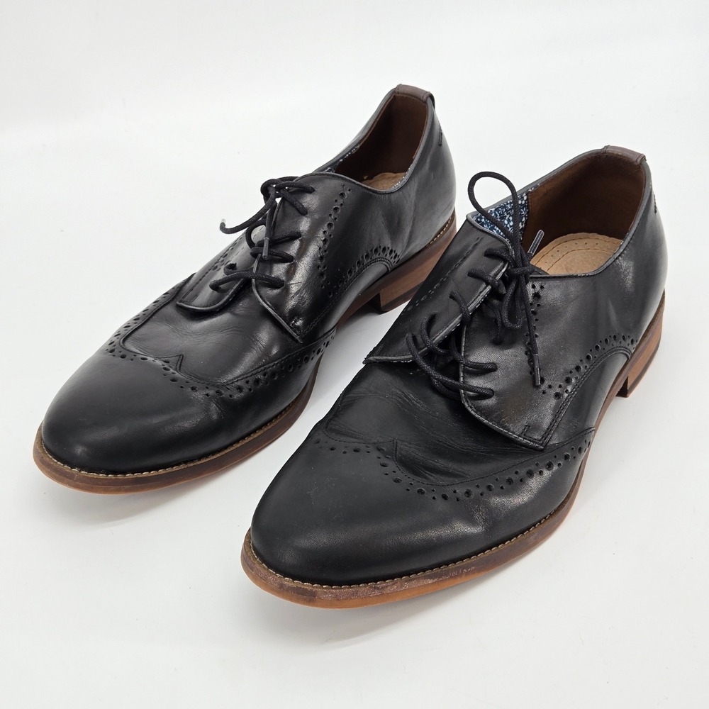 Johnston & Murphy McCarter Black‎ Leather Wingtip Brogue Derby Shoes Men's 12M